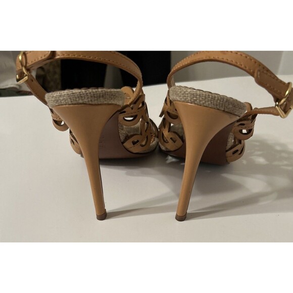 Tory Burch leather Scalloped Cutout Alingback Heels Tan Womens 8.5 - Picture 10 of 10